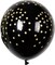 60pcs 12inch Helium Balloon Bouquet Metallic Gold Pearl Black Clear with Dot Balloon Perfect for Baby Shower Bridal Shower Birthday Anniversary Party Decorations(Black)